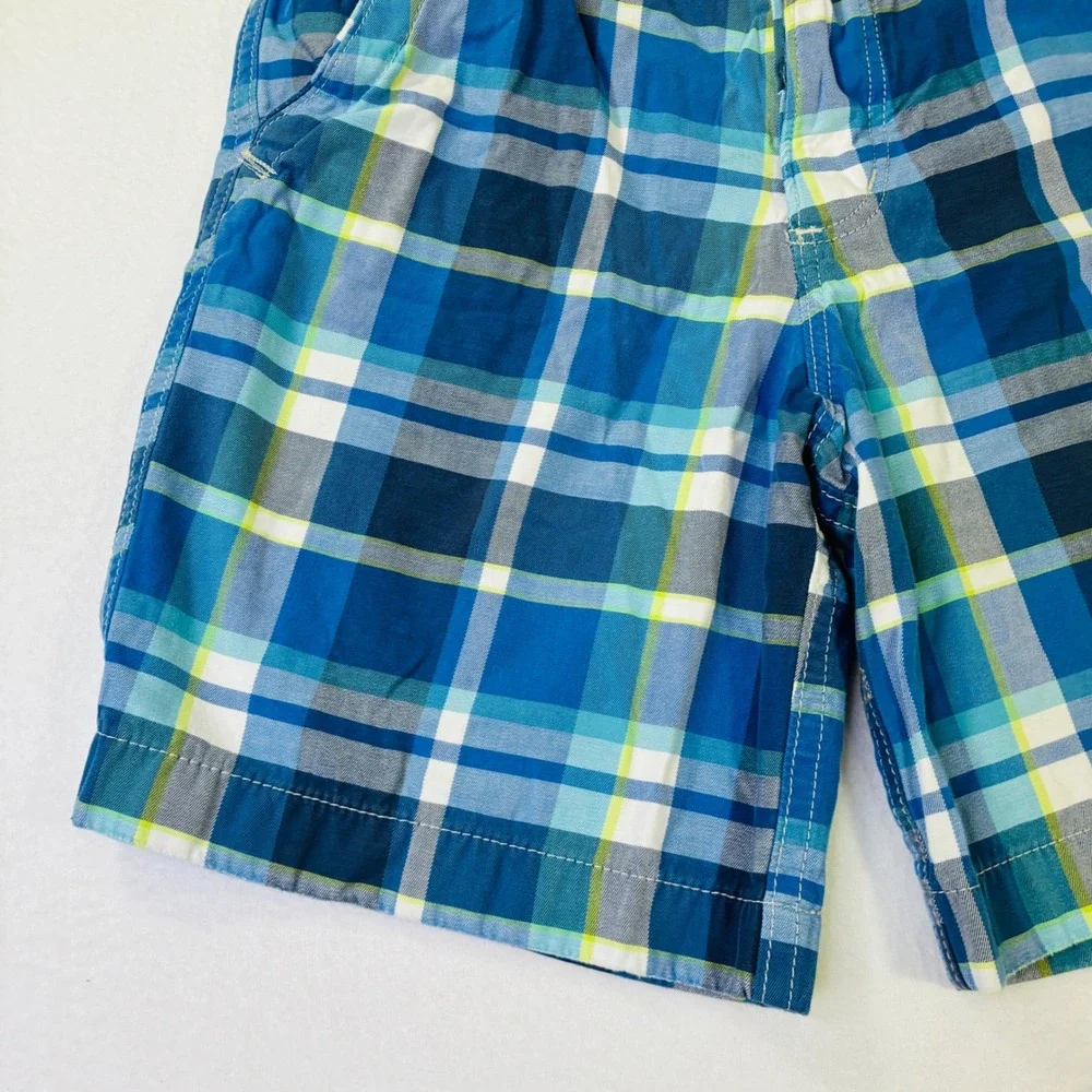 Hollister Mens Blue Plaid Flat Front Chino Shorts Button Fly 30 32